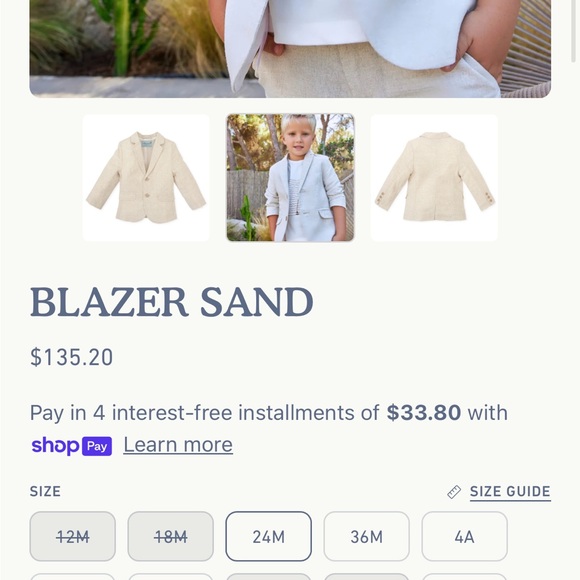 Elegant Sand Blazer for Kids - linen worn once - Picture 4 of 6